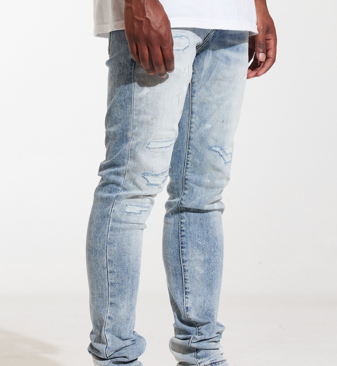 Crysp Denim Atlantic Light Paint Denim Jeans folded with label showing