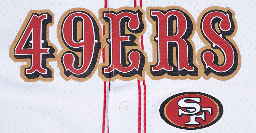 High-quality stitching and fabric of Pro Standard San Francisco 49ers Classic Mesh Button Up Jersey in White/Red