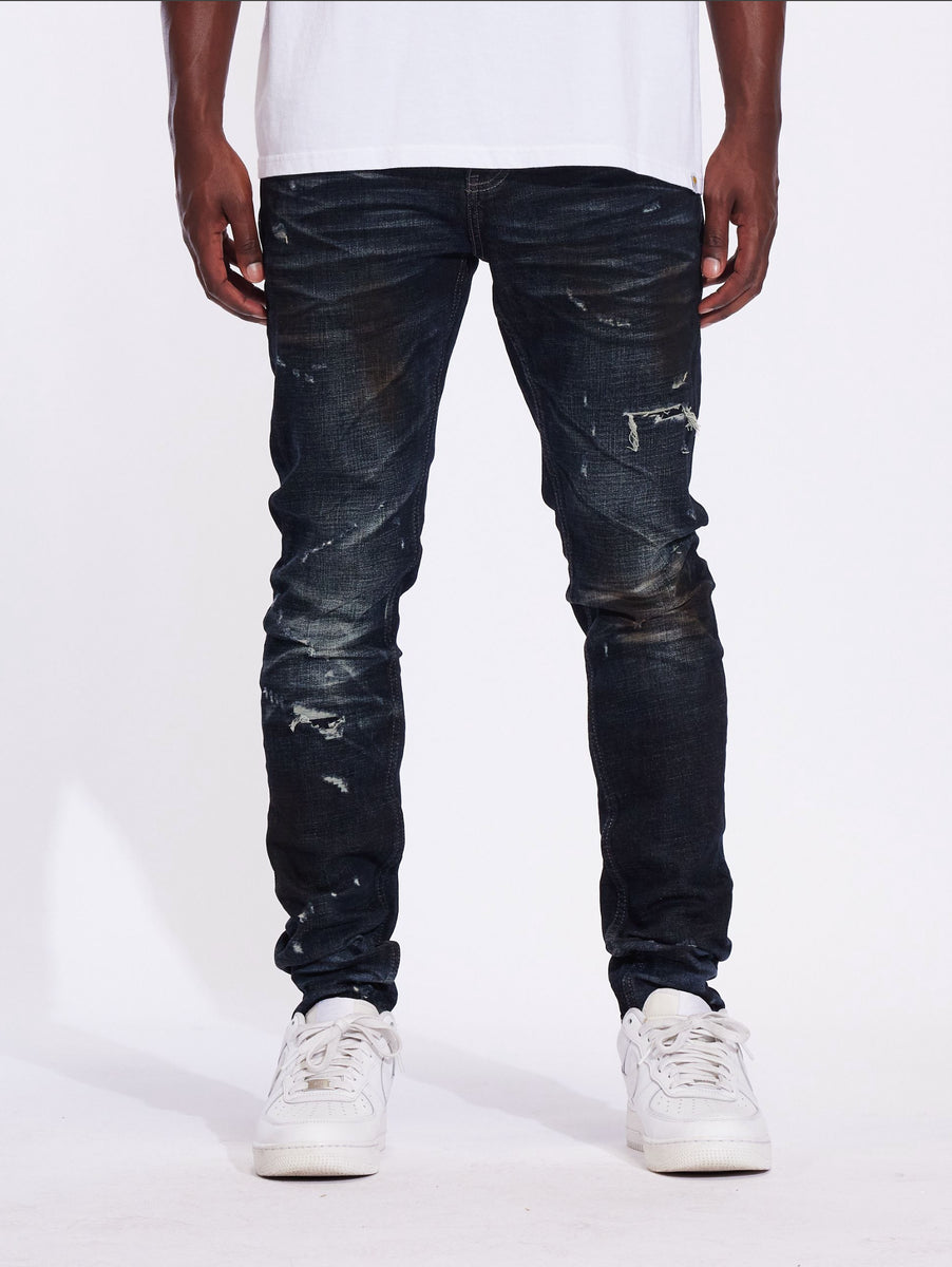 Crysp Denim Atlantic Deep Indigo Denim Jeans (CRYF24-122) front view with distressed details