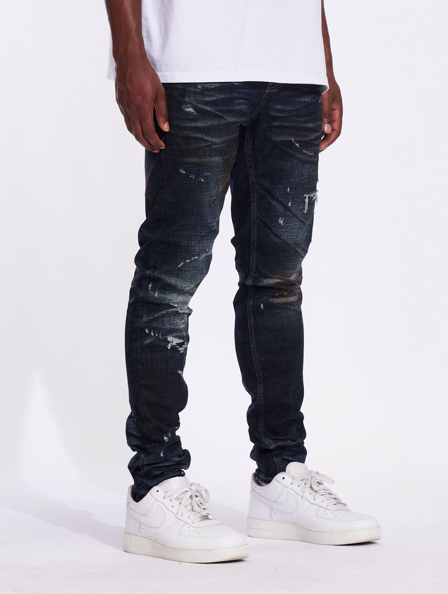 Crysp Denim Atlantic Deep Indigo Denim Jeans with classic 5-pocket design and distressed detailing