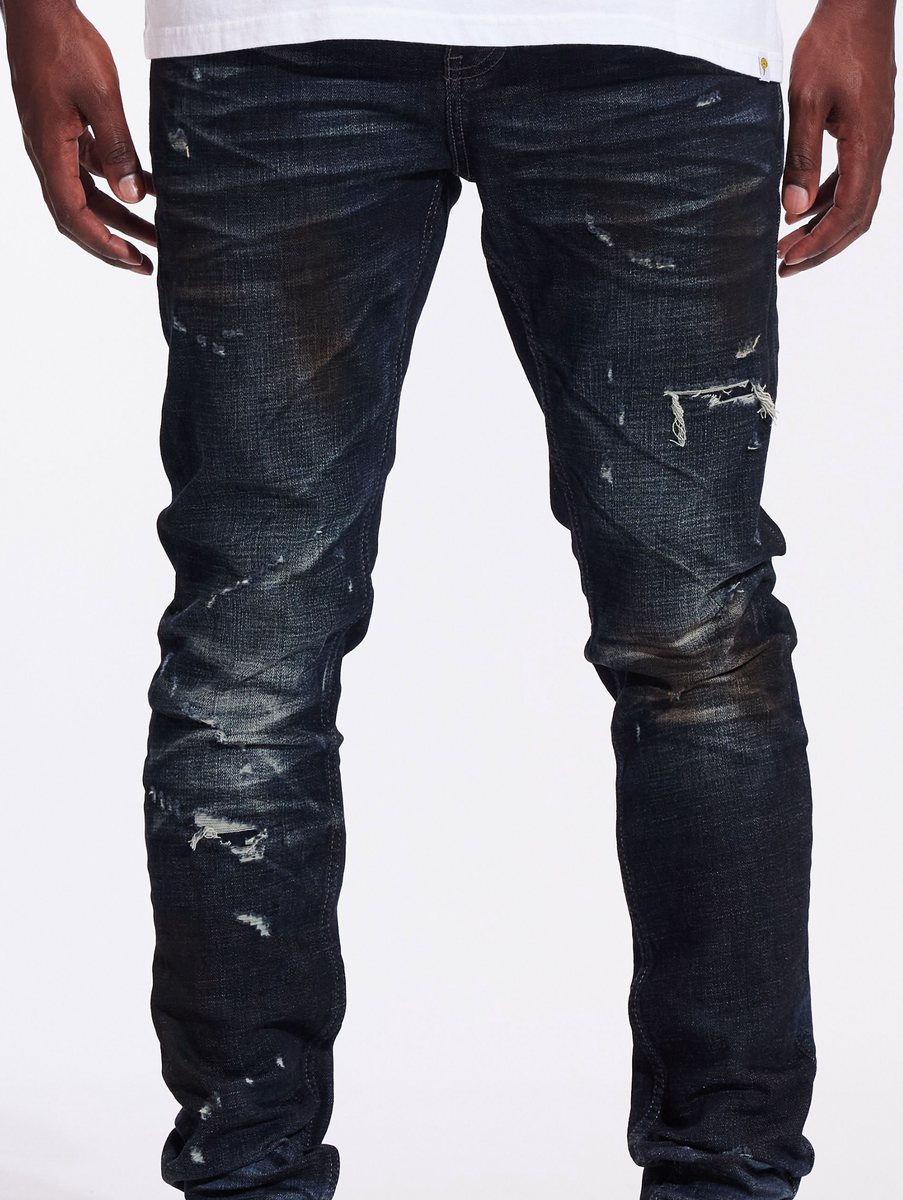 Crysp Denim Atlantic Deep Indigo Denim Jeans (CRYF24-122) back view with logo patch