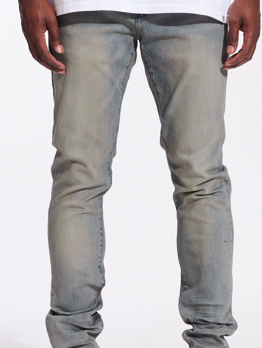 High-quality close-up of Crysp Denim Atlantic Pacific Wash Denim Jeans fabric