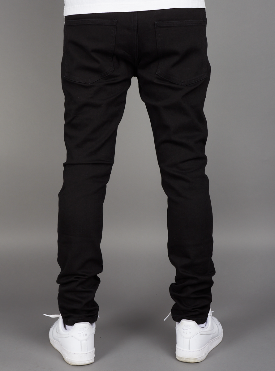 Politics Jeans Doom Skinny Fit Jet Black Denim (DOOM215) - Stylish and edgy black denim jeans for a sleek and modern look