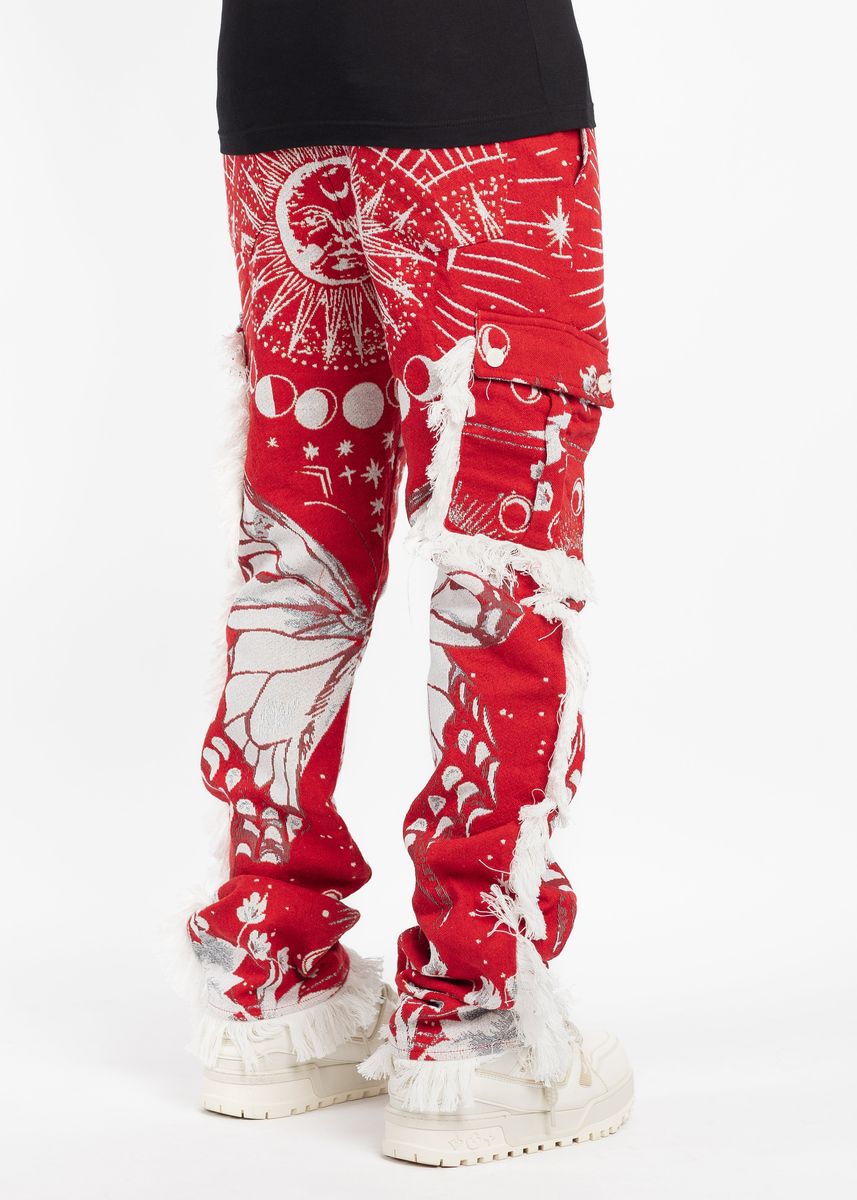 High-quality fabric and craftsmanship of Guapi Blood Red Tapestry Pants for long-lasting wear