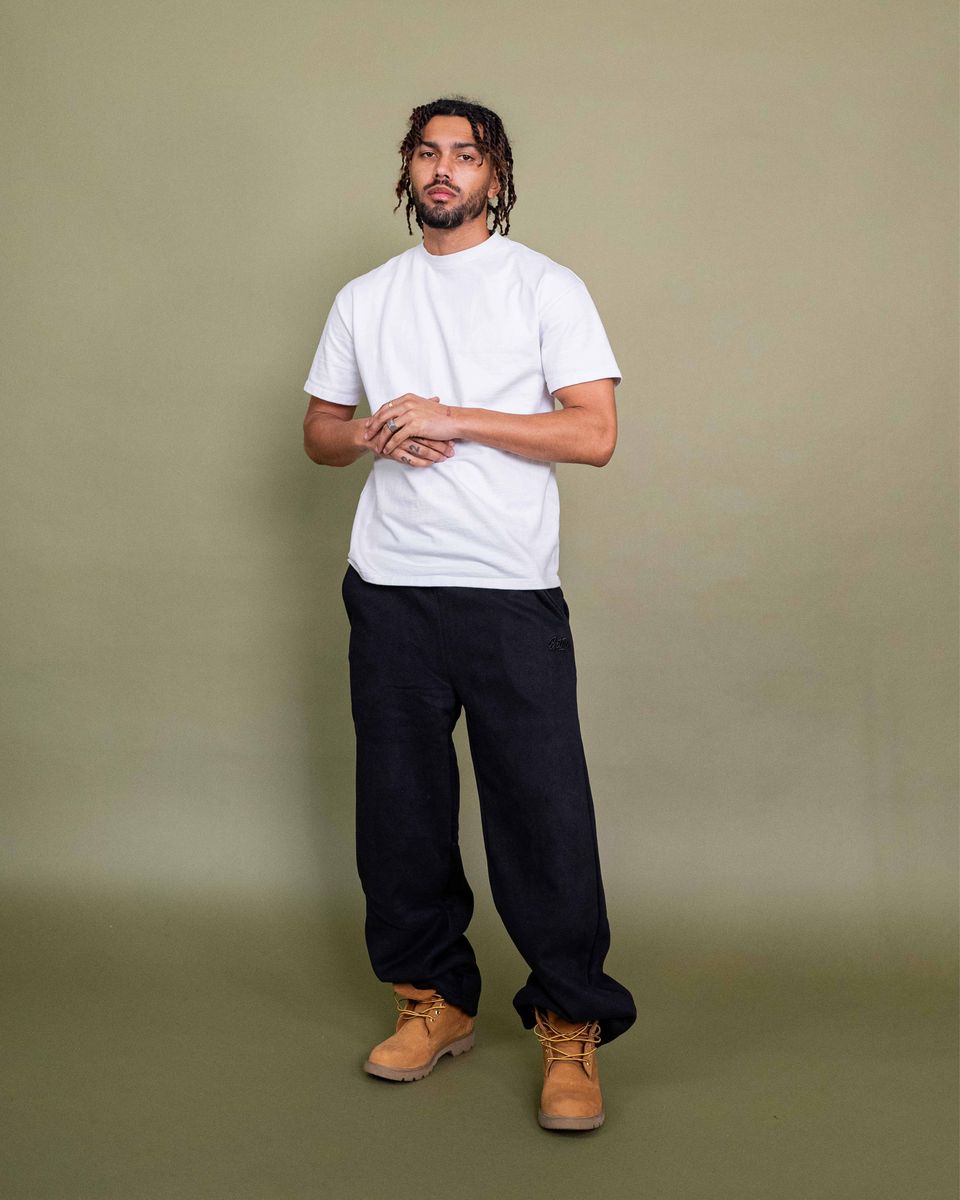 Black EPTM Perfect Baggy Fleece Pants with Back Pocket and Logo Embroidery
