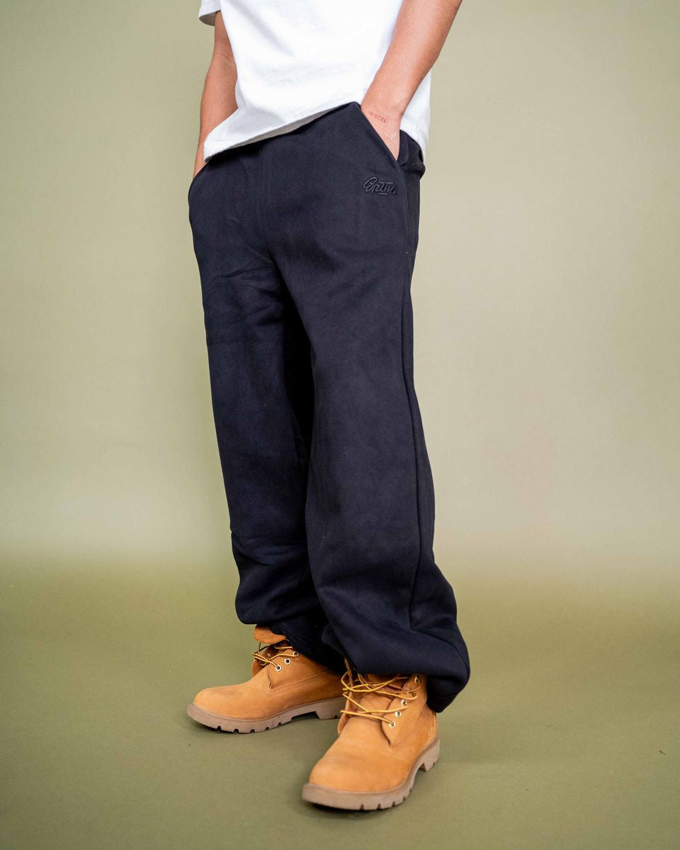 EPTM Perfect Baggy Fleece Pants in Black with Inside Drawstring