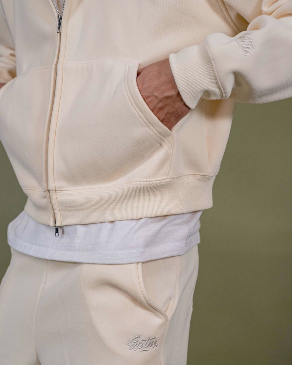 EPTM Perfect Baggy Fleece Pants in Cream with bonded fleece fabric