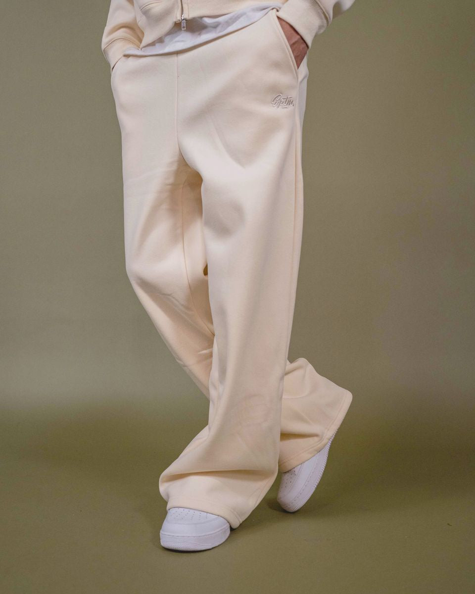 EPTM Perfect Baggy Fleece Pants in Cream with inside drawstring and elastic waistband