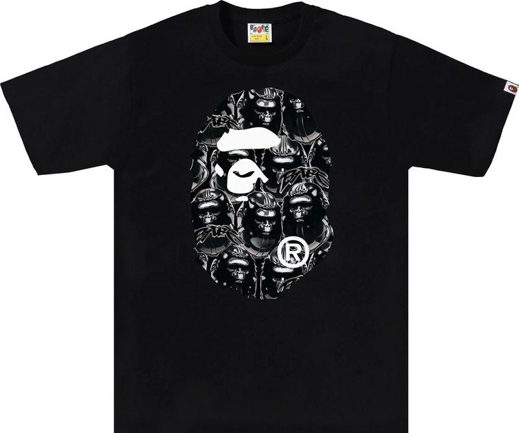 BAPE Ape Head Graffiti Big Ape Head Tee in Black/Black, a stylish and unique graphic t-shirt perfect for any streetwear enthusiast