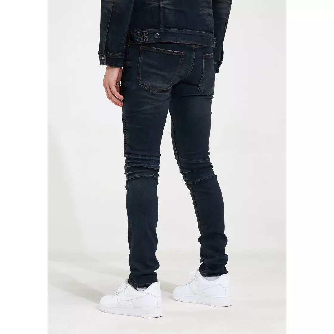 High-quality Crysp Denim DEEP INDIGO Skywalker Denim jeans with unique distressed details and a comfortable fit for men (CRYSPF121-103)