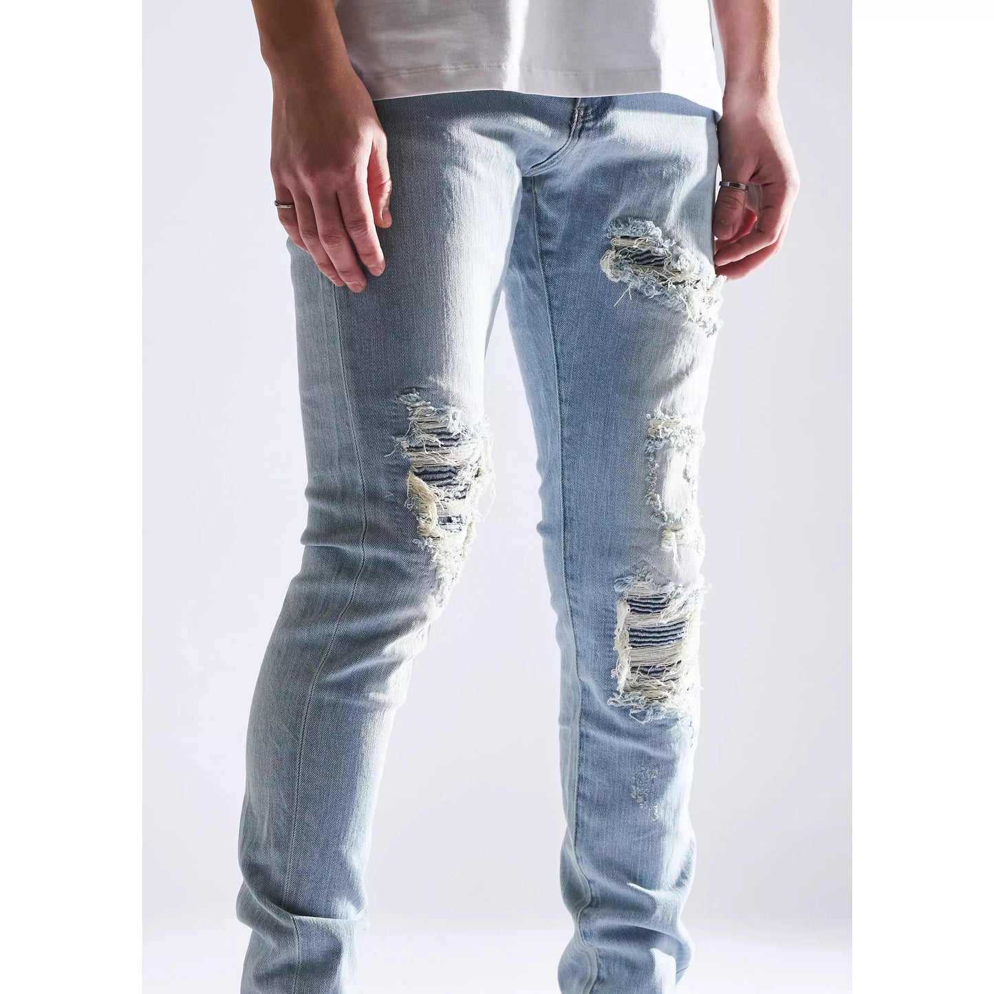 Rugged and stylish Embellish Cronen Rip & Repair Denim Jeans with distressed detailing
