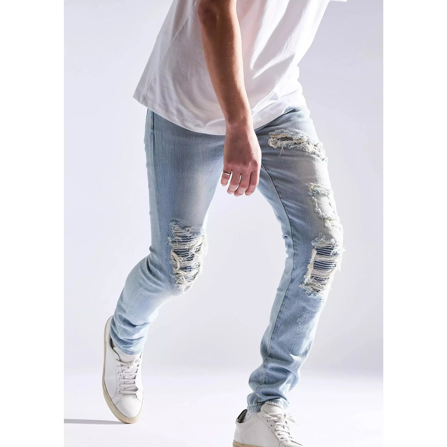 Embellish Cronen Rip & Repair Denim Jeans (EMBHOL21-1-8) featuring distressed detailing and a tapered fit