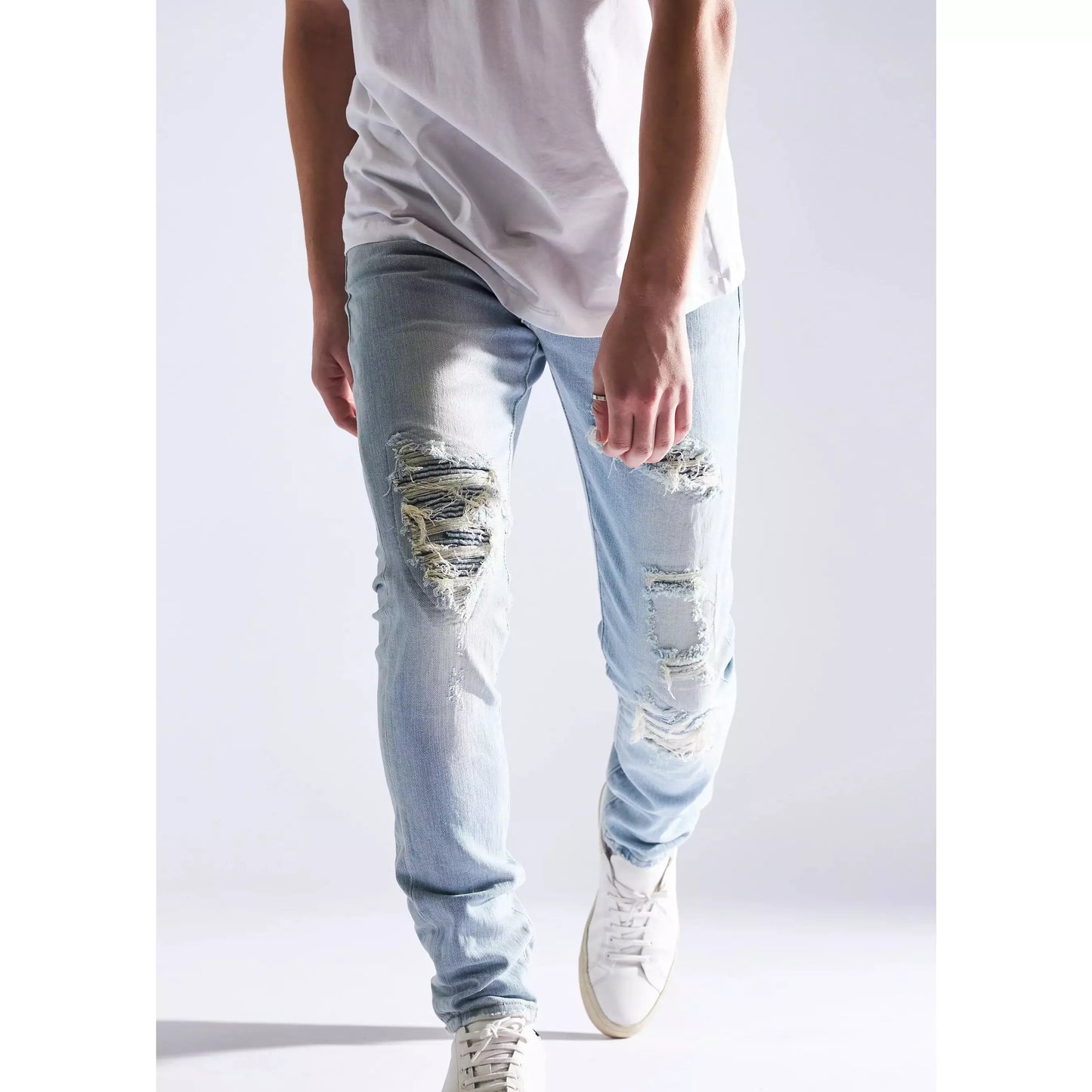 EMBHOL21-1-8 Cronen Rip & Repair Denim Jeans for men in a trendy distressed style