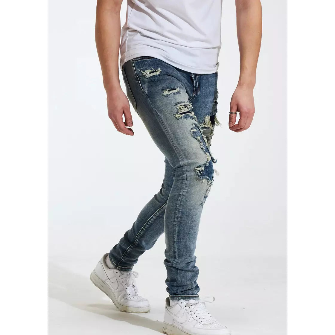 Crysp Denim Stonewash Archer Jeans w/Tears (CRYSP122-11) image featuring a close-up of the tear details