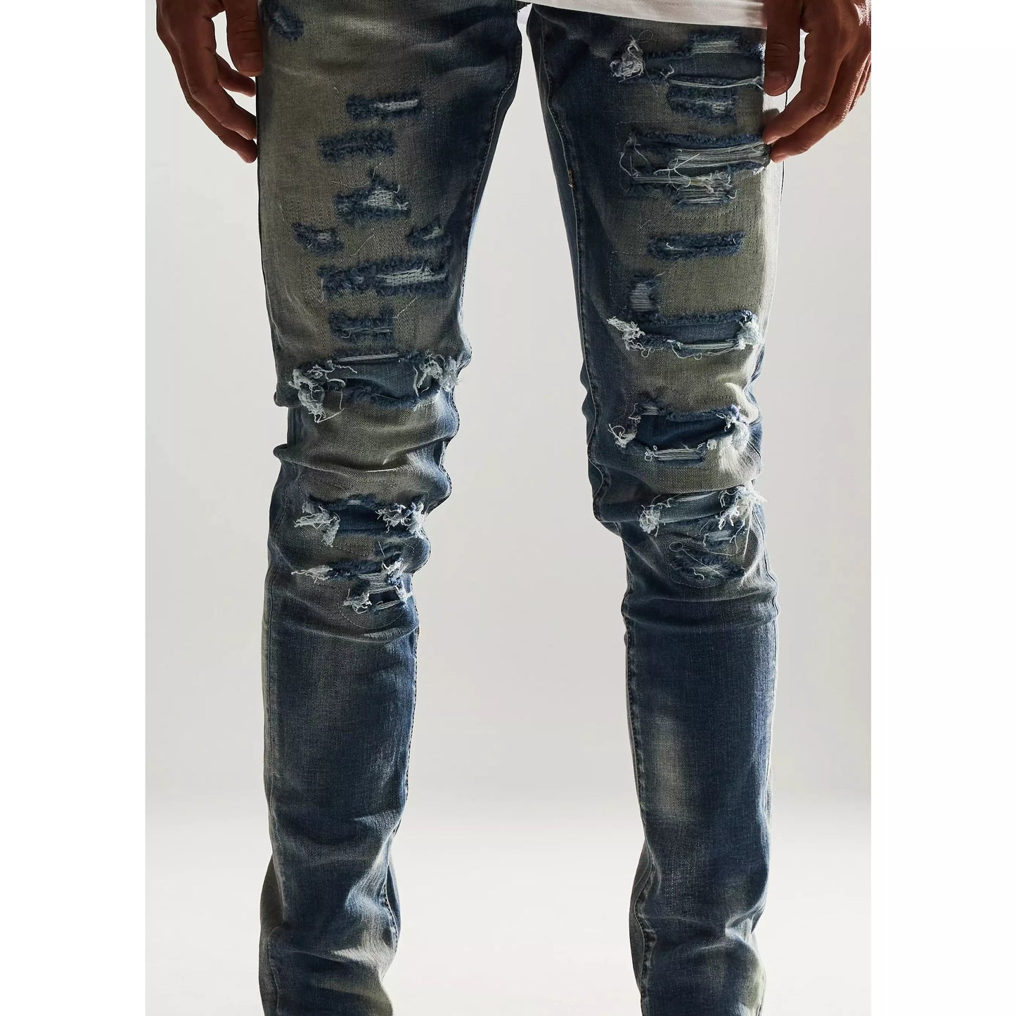 Stylish Embellish Mont Ripped Denim Jeans with faded accents and zipper fly closure