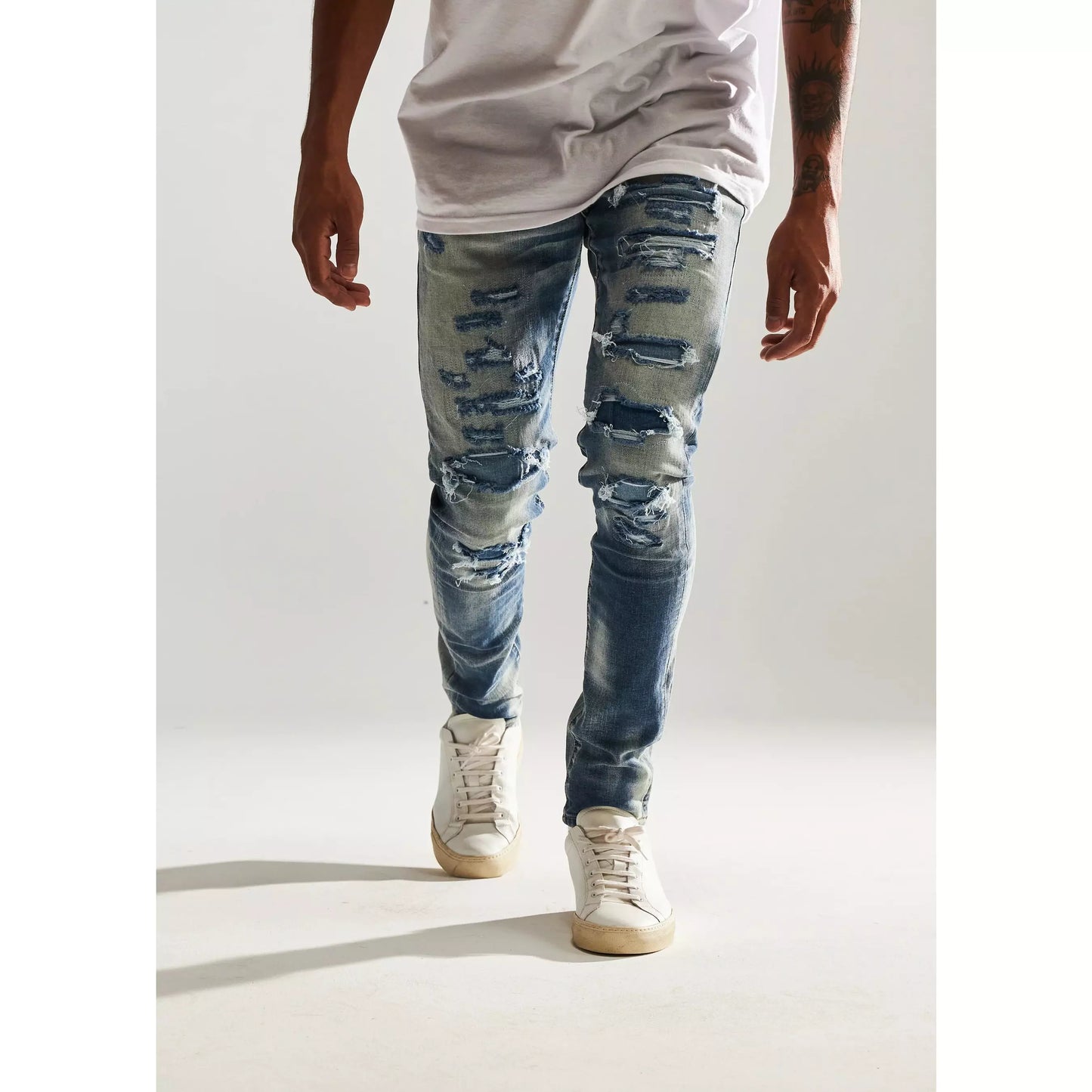 Embellish Mont Ripped Denim Jeans with a slim fit and straight leg