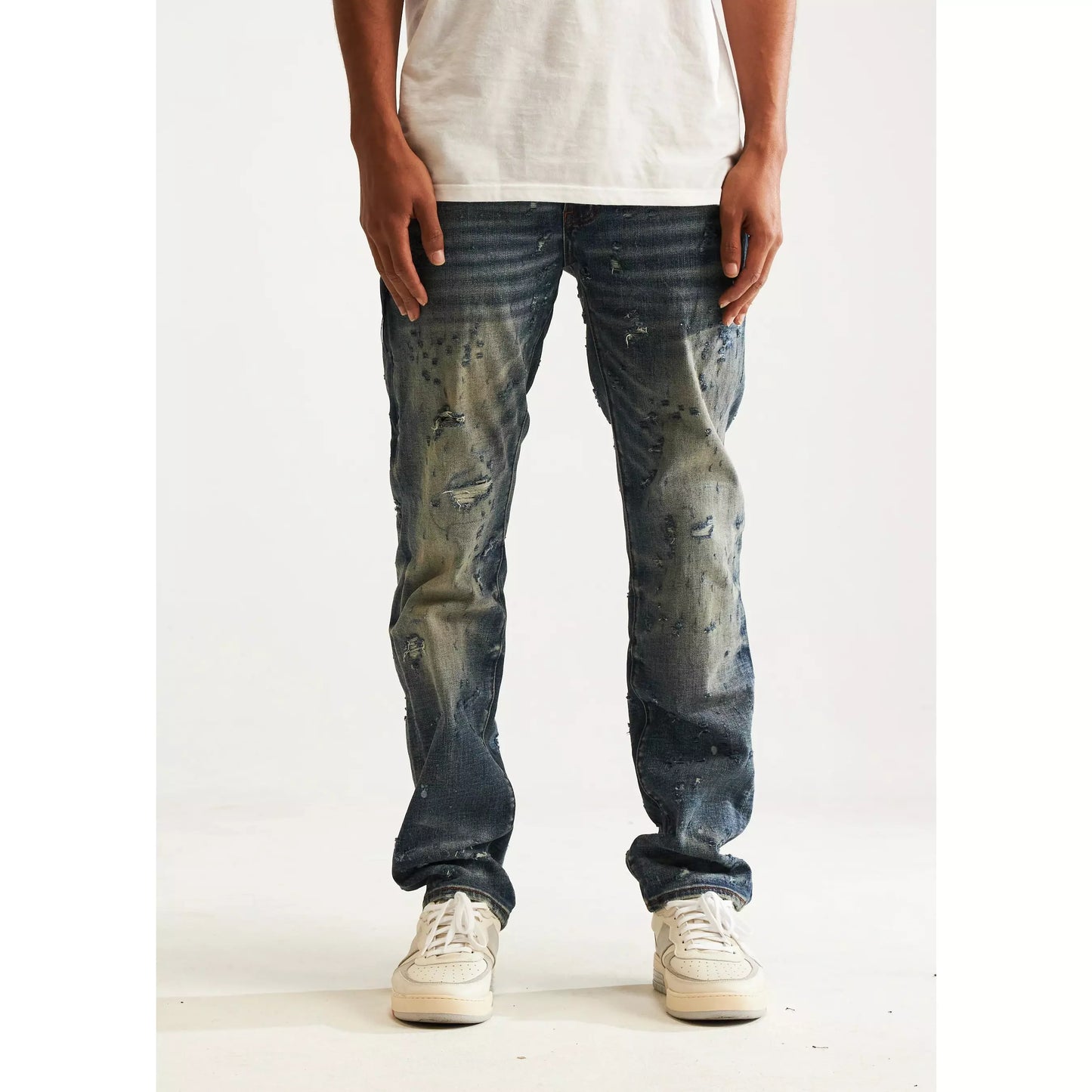 Embellish Owen (Straight) Ripped Blue Jeans (EMBH22-224)