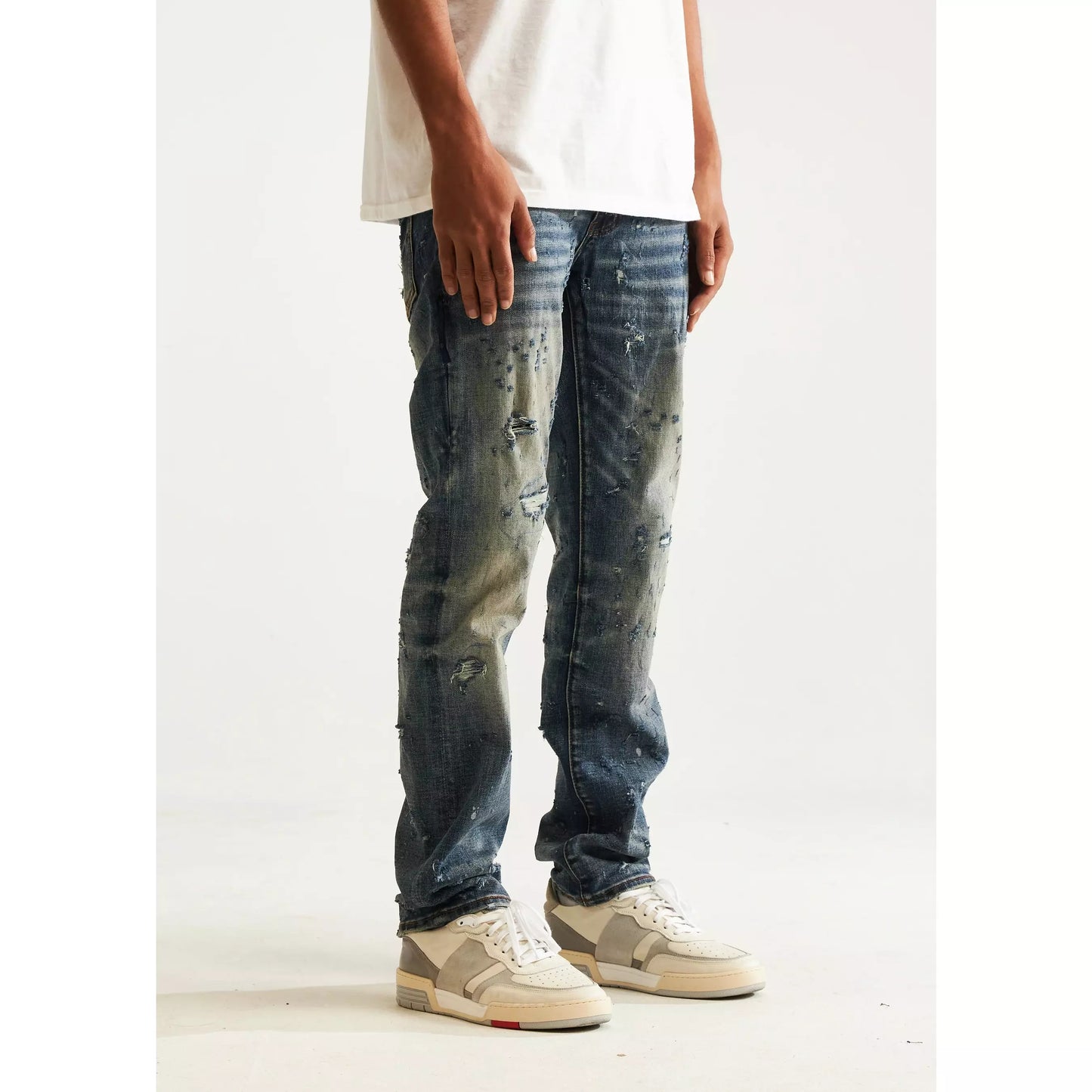 Embellish Owen (Straight) Ripped Blue Jeans (EMBH22-224)