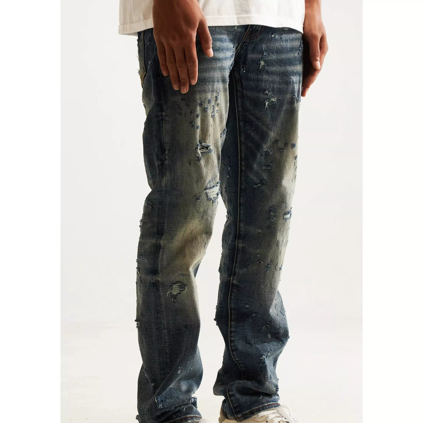 Embellish Owen (Straight) Ripped Blue Jeans (EMBH22-224)