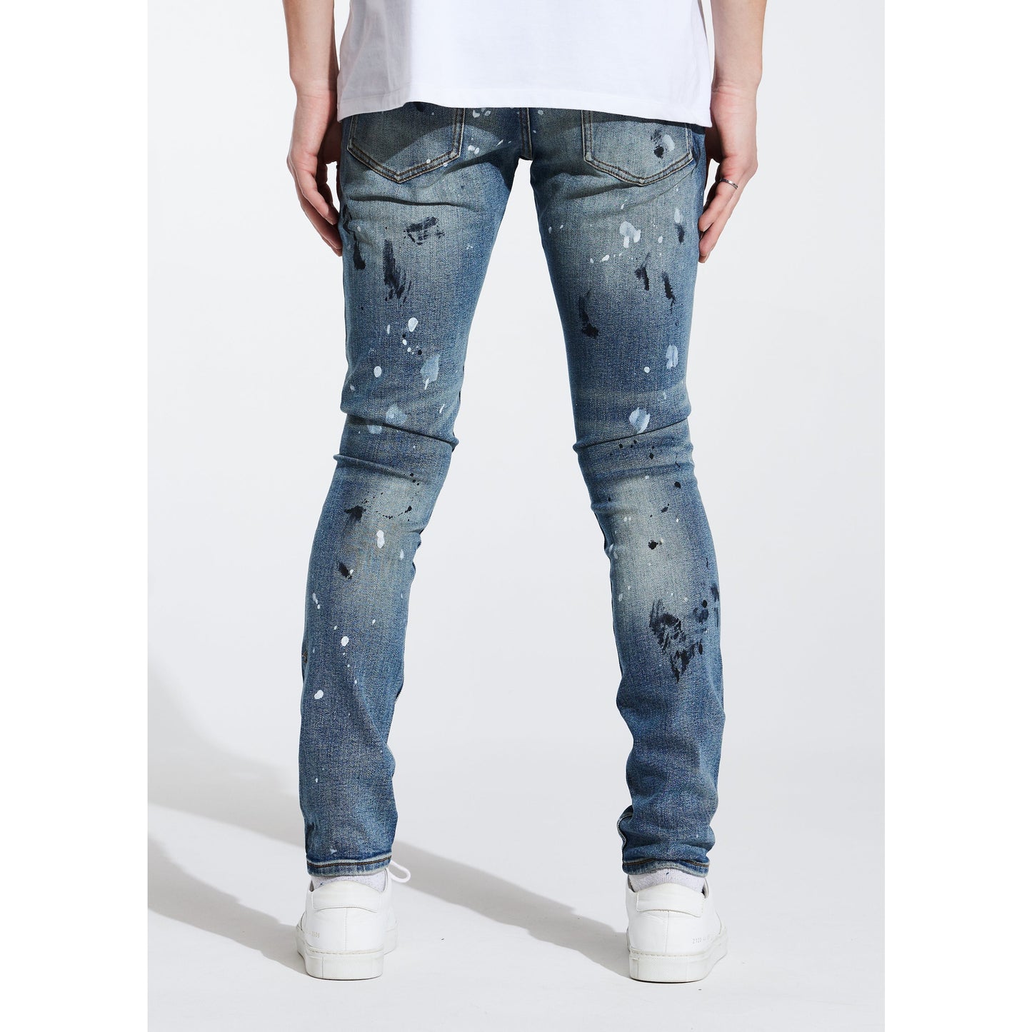 Embellish Tyson Rip & Repair Denim in light blue wash with distressed details and embroidered logo