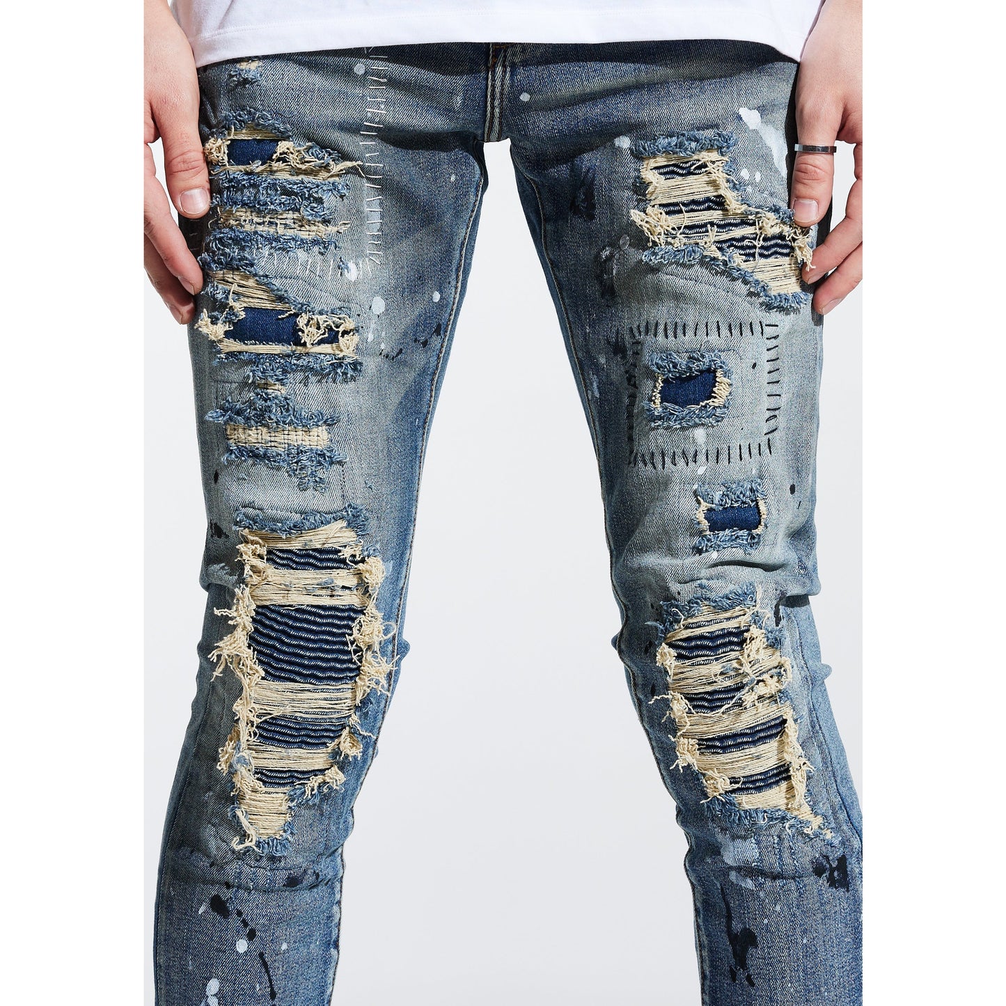 Fashionable Embellish Tyson Rip & Repair Denim for men in dark blue color