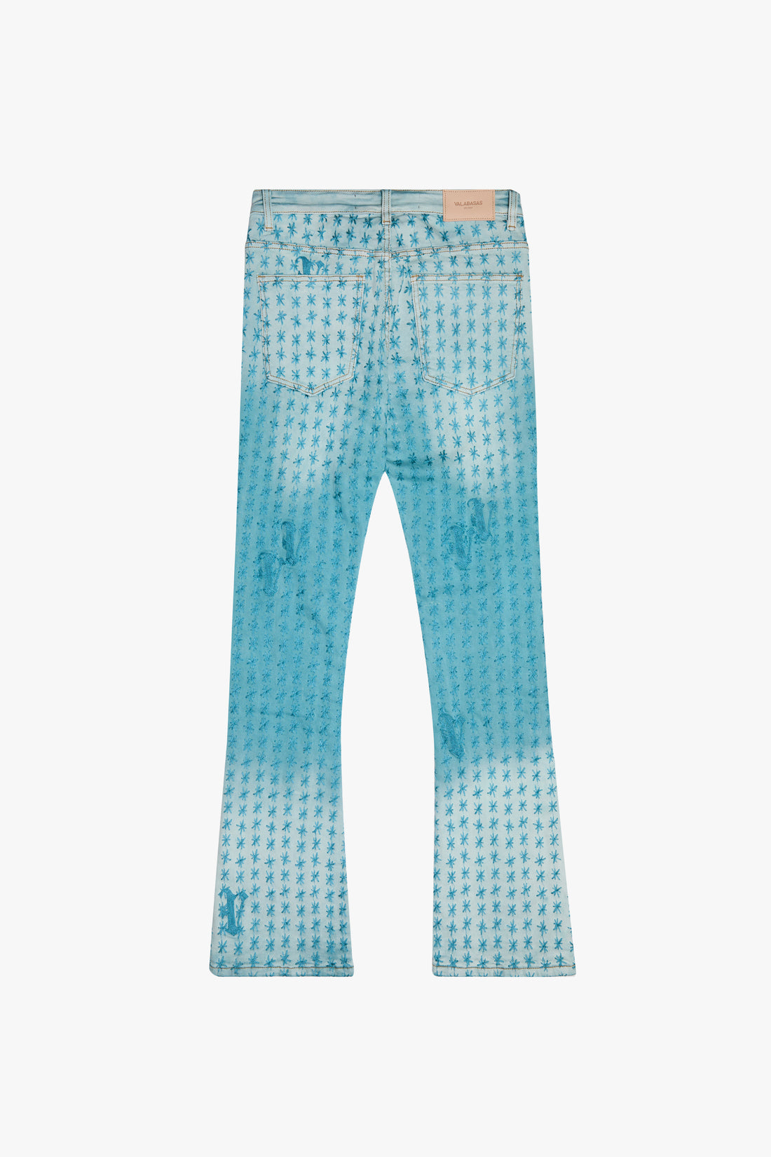 Valabasas Asterisk Light Blue/Blue Stacked Flare Jeans, perfect for a trendy casual look