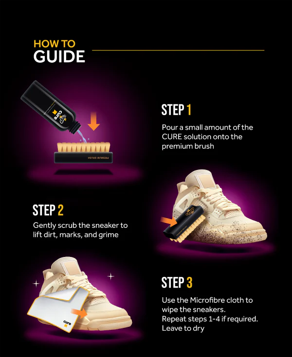 Shoe cleaning bundle with brush, solution, and barrier spray