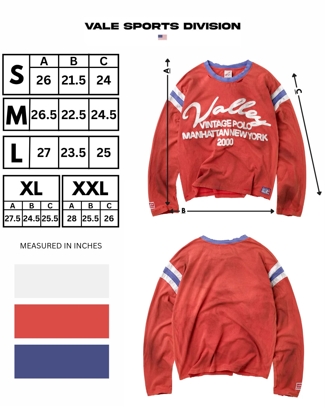 Vale "Vintage Jersey" Red Longsleeve Tee