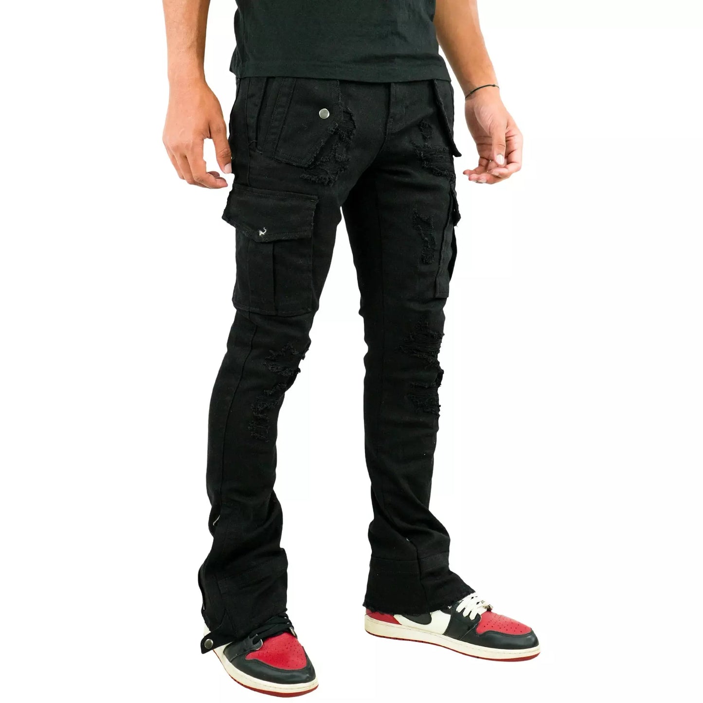 PREME Cargo Denim Flare - Black (PR-WB-1198)