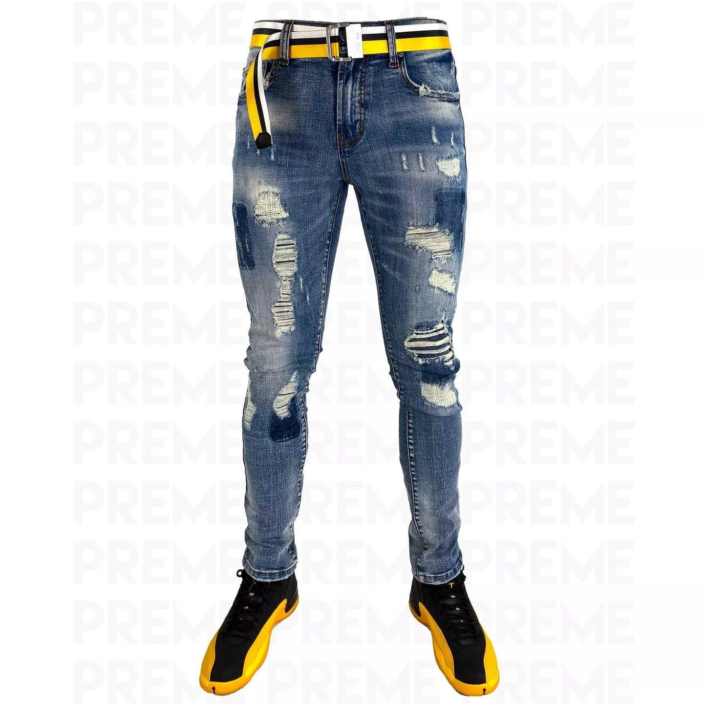 PREME SS21 Belted Denim - Indigo - Yellow Belt (PR-WB-687)