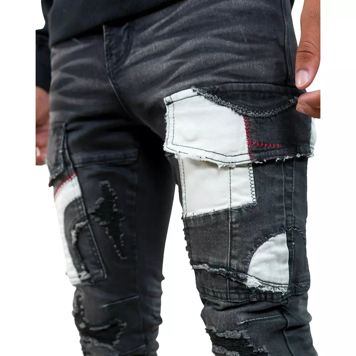 PREME Black Pockets Denim Jeans (PR-WB-1203) back view showcasing the stylish pocket design and comfortable fit