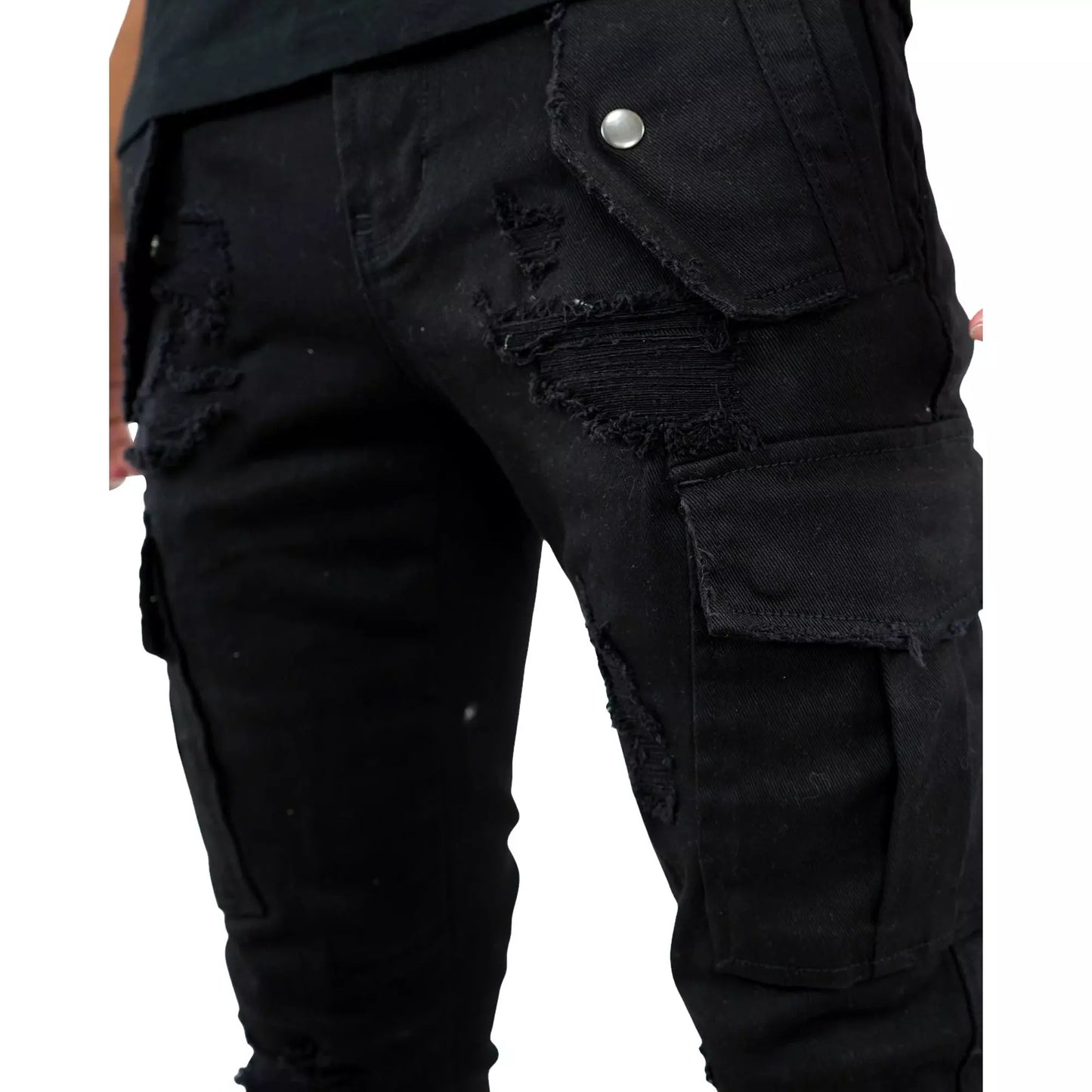 PREME Cargo Denim Flare - Black (PR-WB-1198)
