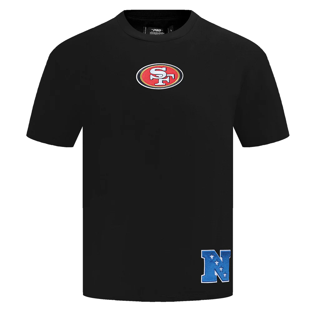 Pro Standard San Francisco 49ers Black Wingspan Drop Shoulder T-shirt made of cotton jersey with team branding and relaxed fit