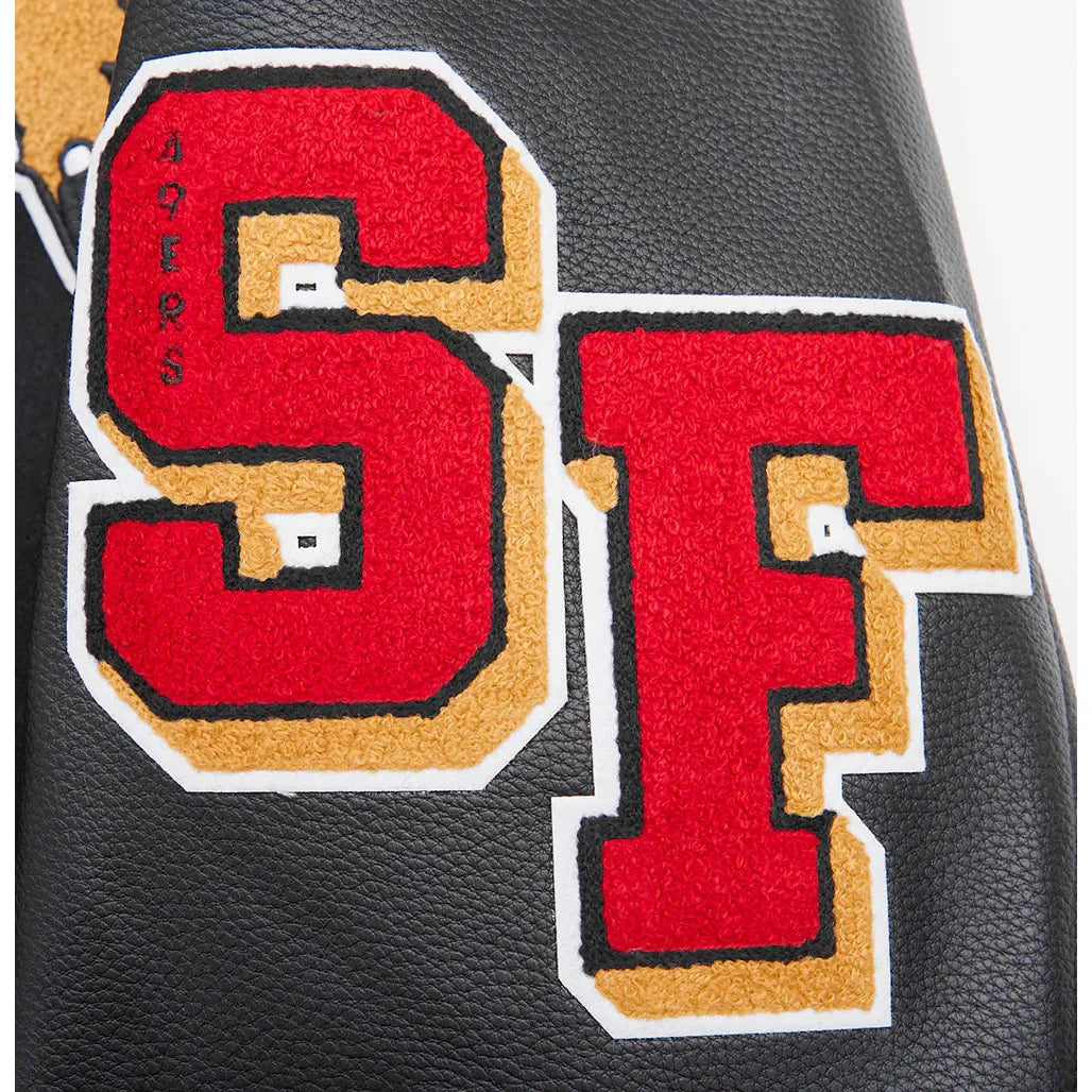 Black and red San Francisco 49ers mash up wool jacket with Pro Standard logo