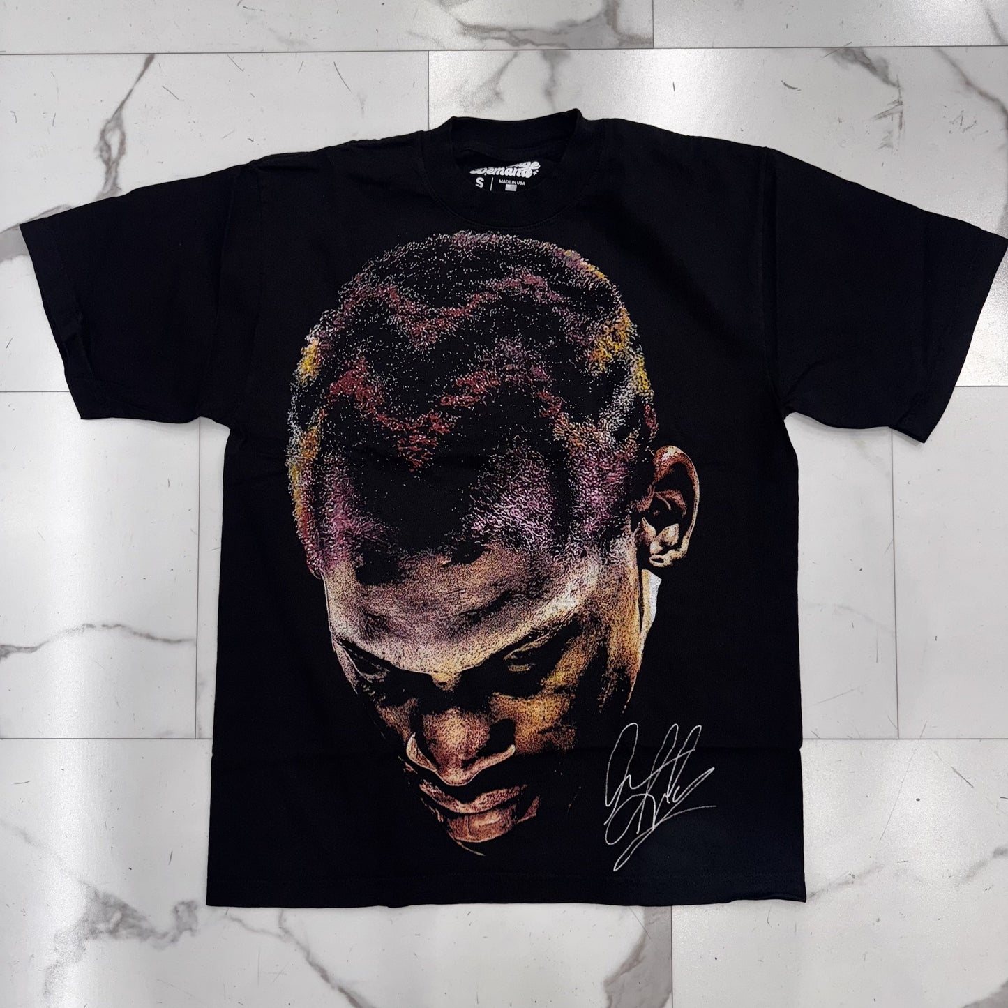 Vintage Demand Dennis Rodman Black Big Head Tee with 65 OZ 100% Cotton, Dropped Shoulder, and Jumbo Print