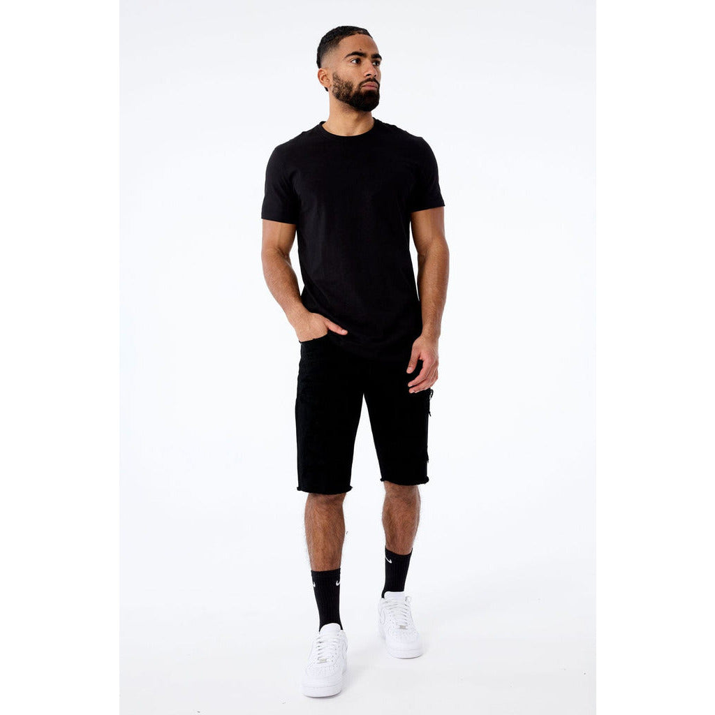 Pair of Jet Black Jordan Craig Tulsa Twill Denim Shorts, crafted with high-quality twill fabric for a comfortable and stylish fit, perfect for casual and everyday wear