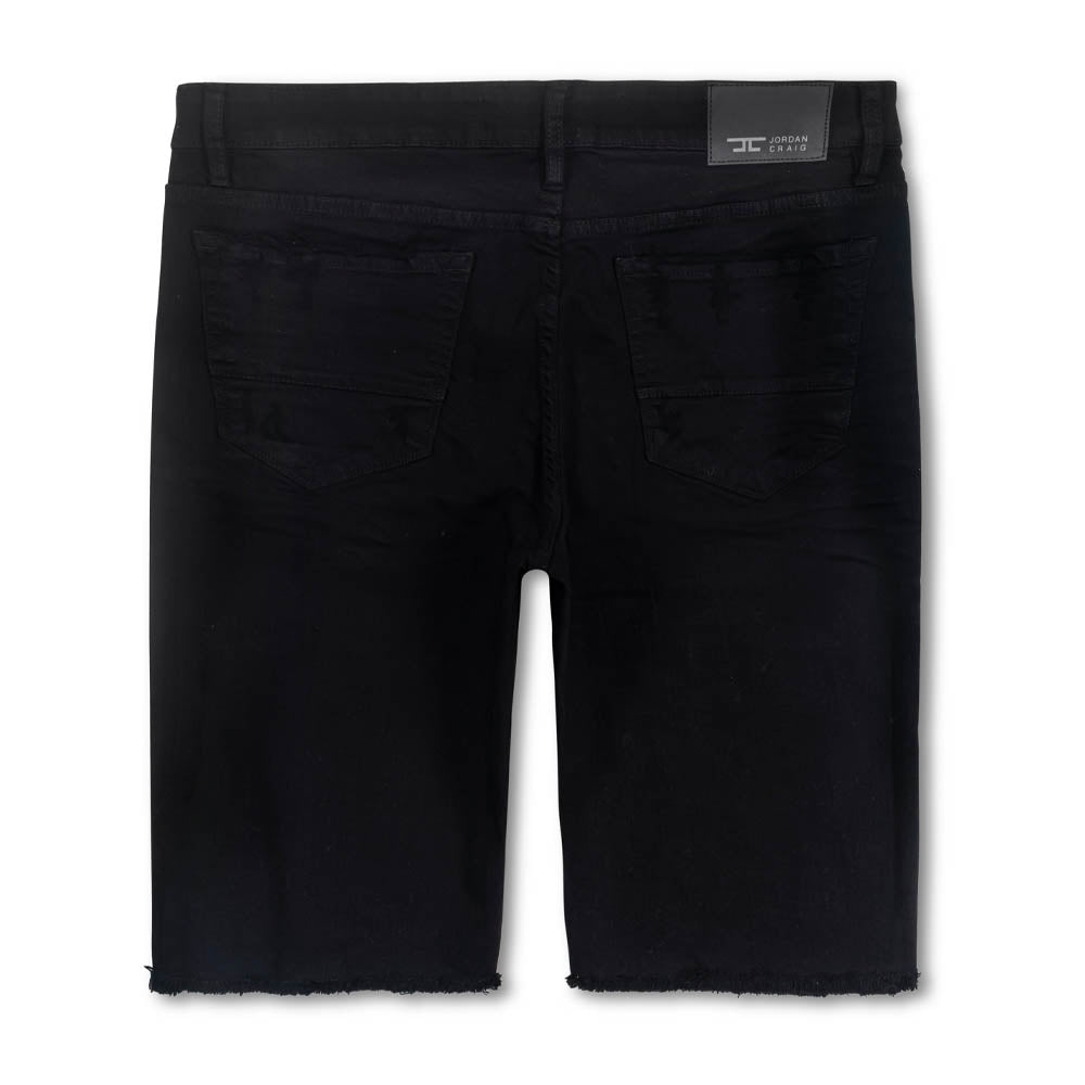 Jordan Craig Black Biker Denim Shorts (J709S) - Back view, showing back pockets and belt loops