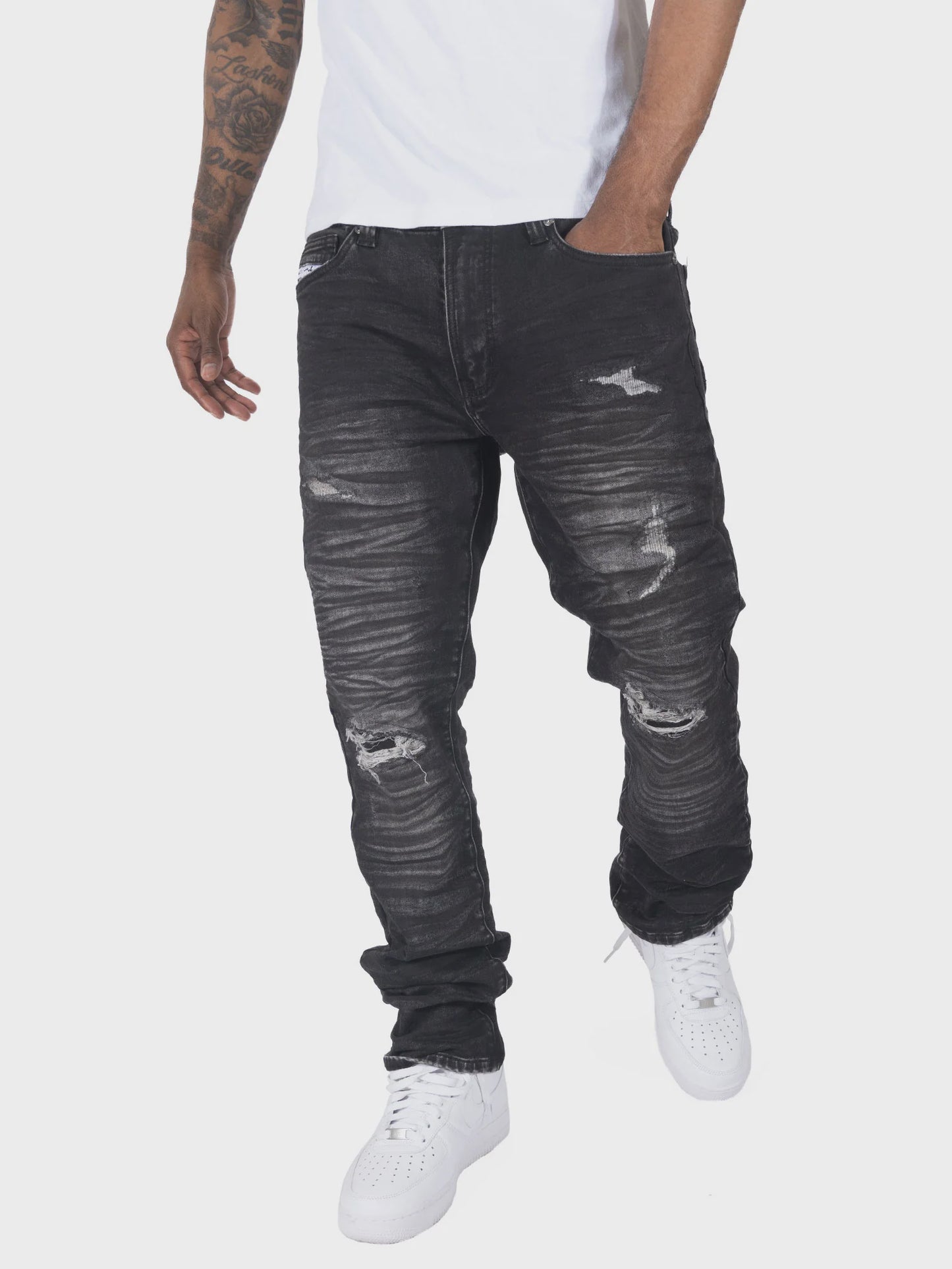 Makobi Toronto Black Denim Jeans style M1921, stylish and comfortable black denim pants for men and women