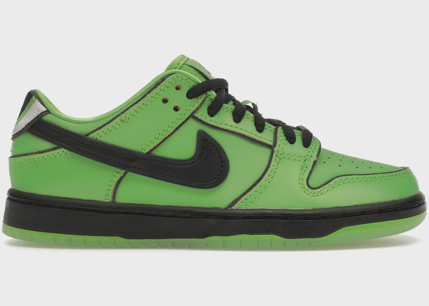 Nike SB Dunk Low - The Powerpuff Girls Buttercup (PS) (FZ8832-300) shoes for kids in green and black colorway