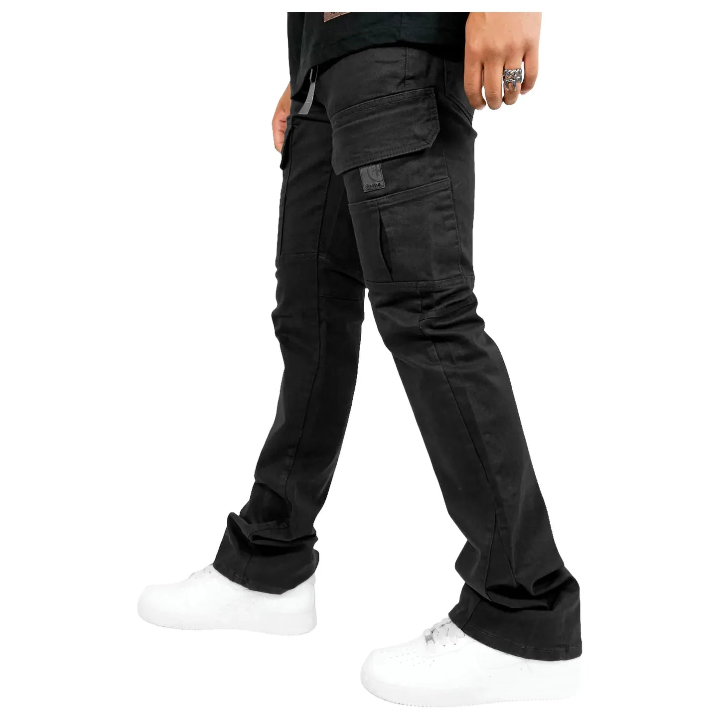 Preme Olympus Black Twill Stacked Flare Denim available in multiple sizes for a perfect fit