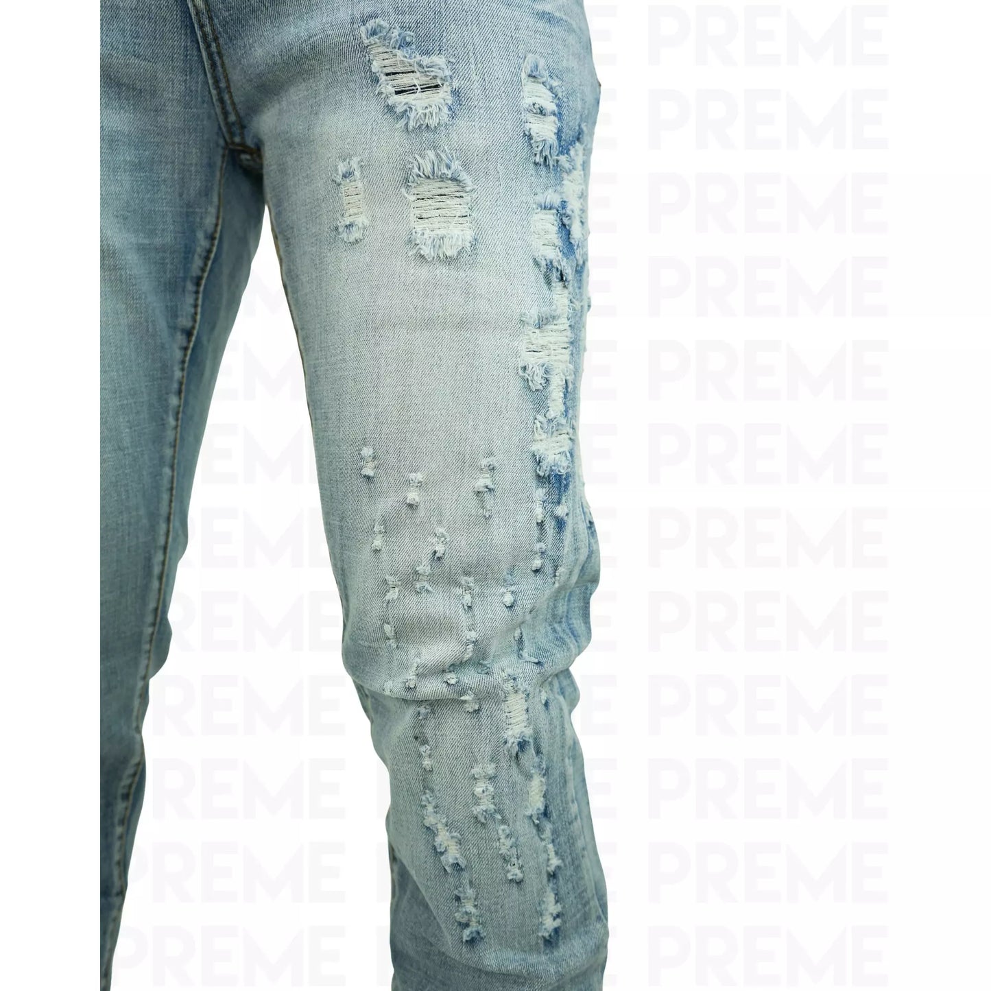 High-quality indigo denim jeans with a classic fit and durable construction