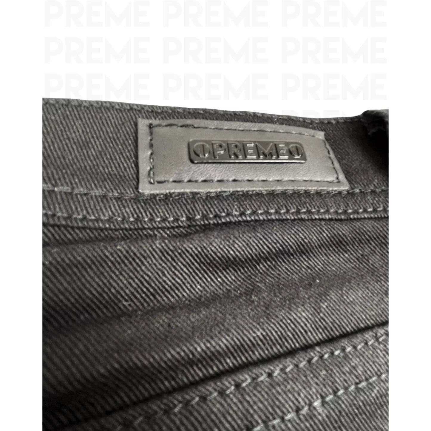Preme Buffalo Red Strap Black Denim Jeans (PR-WB-841)