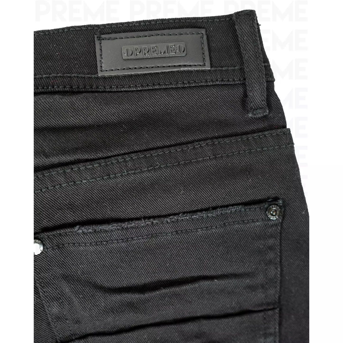 PREME Skull Middle Finger Black Jeans (PR-WB-856) - edgy and stylish denim featuring skull and middle finger design