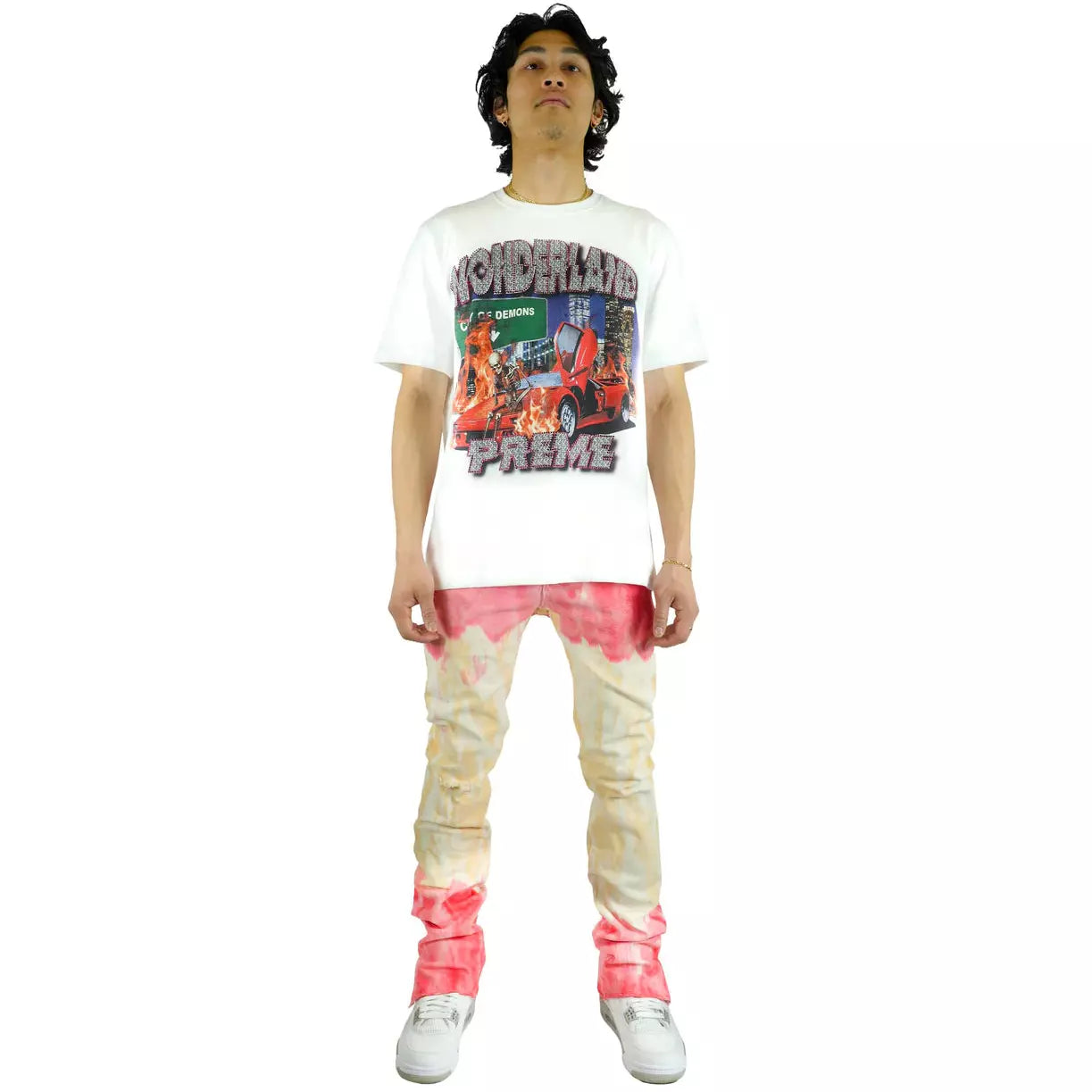 Preme Dip Dye Red On Yellow Stacked Jeans (PR-WB-966)