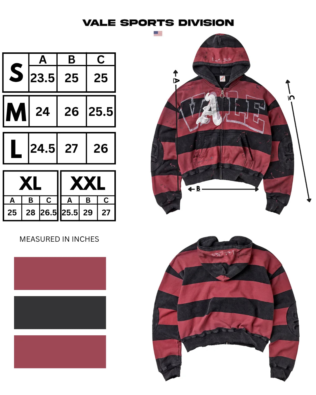 Vale "ATL" Red/Black Zip Up Hoodie