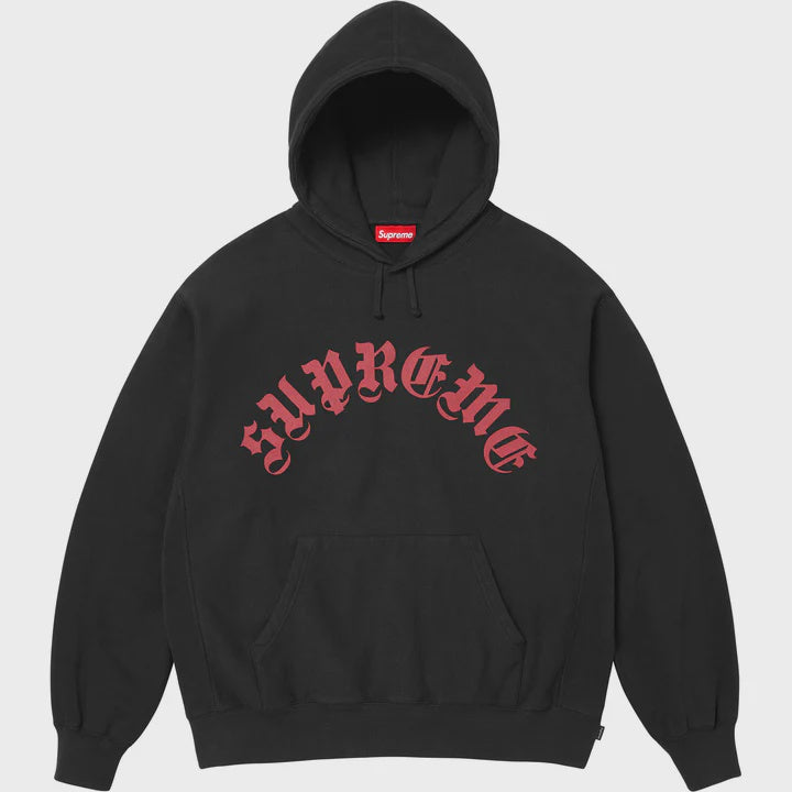 Black Supreme Printed Arc Hoodie from Fall/Winter 24 Collection - stylish and comfortable streetwear