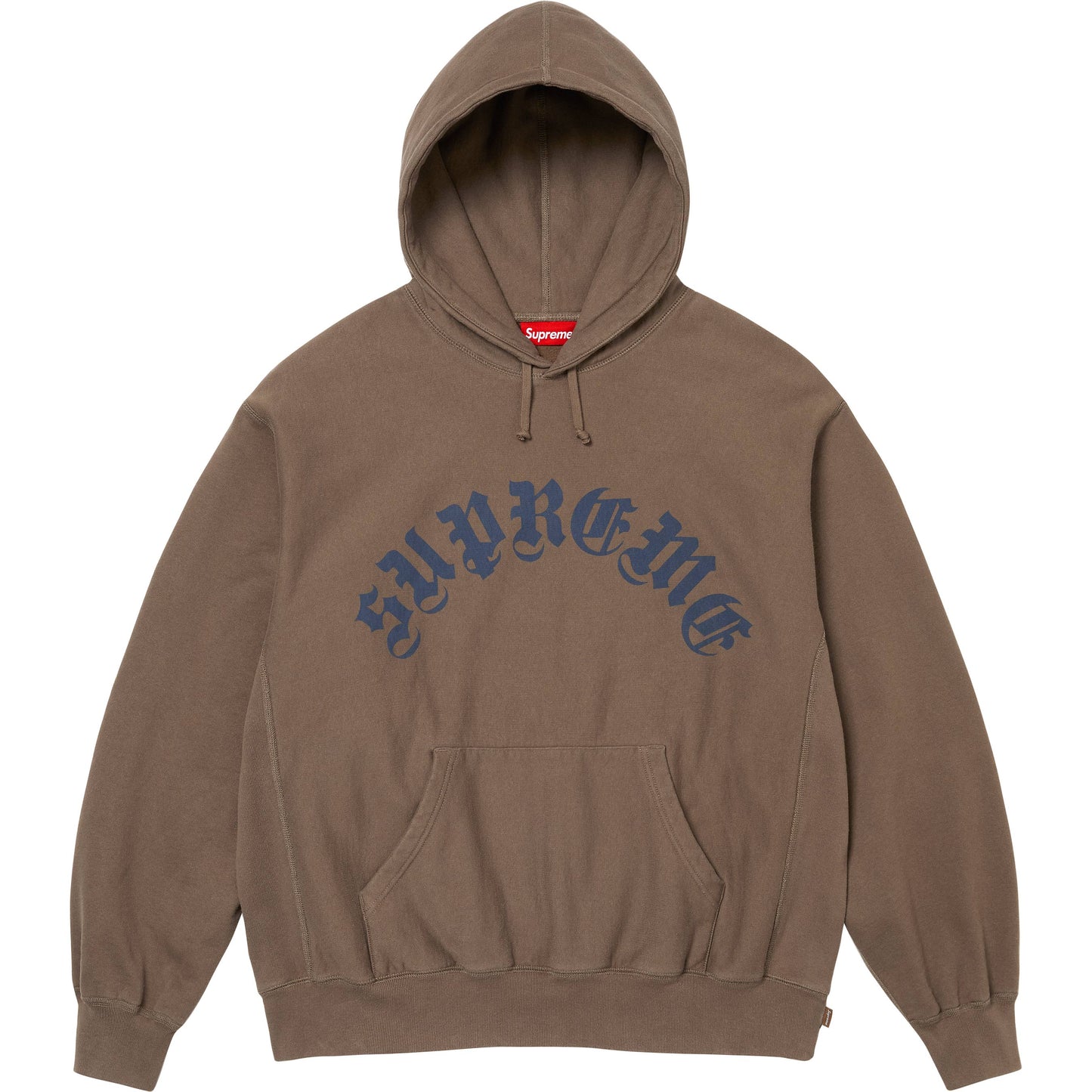 Supreme Printed Arc Hoodie in Dusty Brown from Fall/Winter 24 collection, a stylish and comfortable streetwear essential