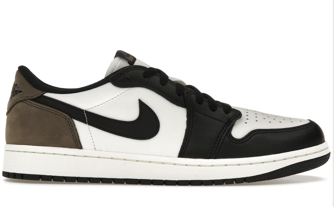 High-quality image of the Jordan 1 Retro Low OG - Mocha (CZ0790-102) sneaker in white and brown colorway, perfect for casual and athletic wear
