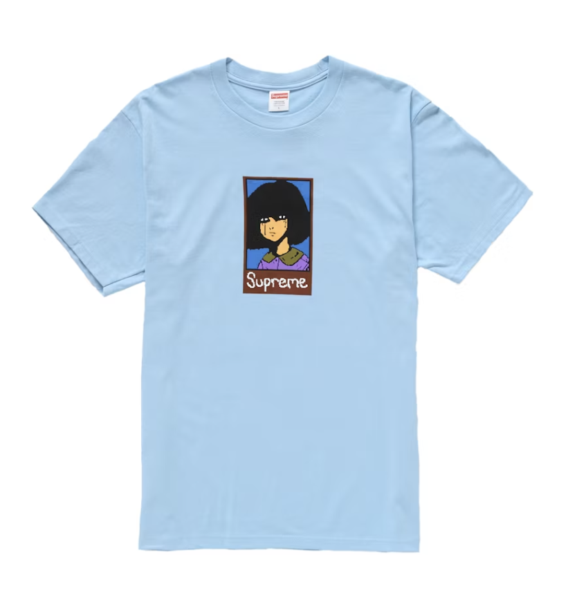 Supreme Emo Tee in Powder Blue from Fall/Winter 24 collection, a stylish and comfortable t-shirt for emo fashion enthusiasts