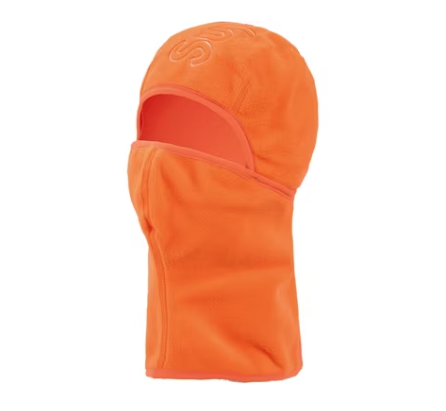 Supreme Polartec Balaclava in vibrant orange color, perfect for cold weather (FW24)